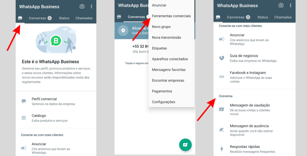 como configurar mensagem de saudação no whatsapp business