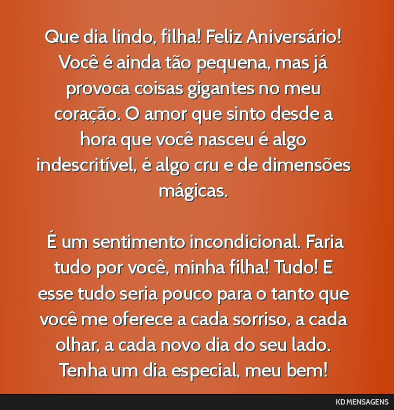 emocionante mensagem de aniversário para filha