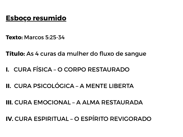 lições da história da mulher com fluxo de sangue