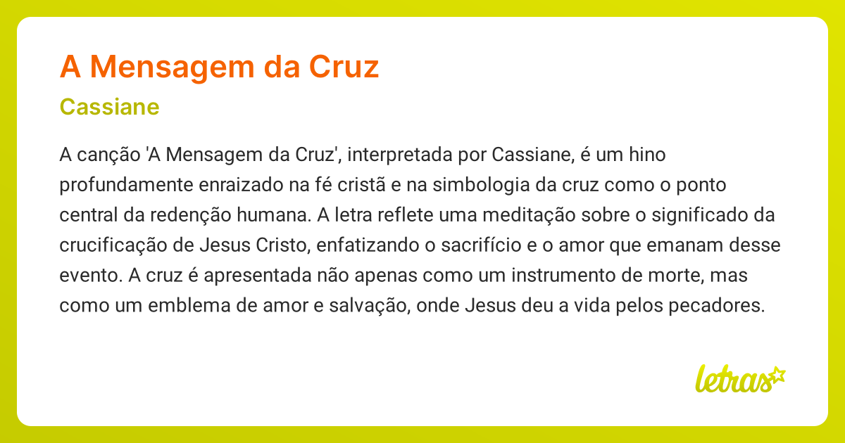 a mensagem da cruz hino 291 harpa cristã letra