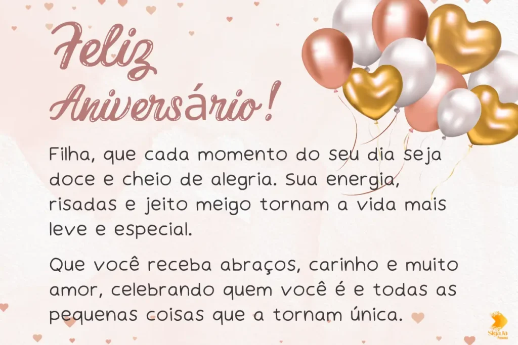linda mensagem de aniversário para filha