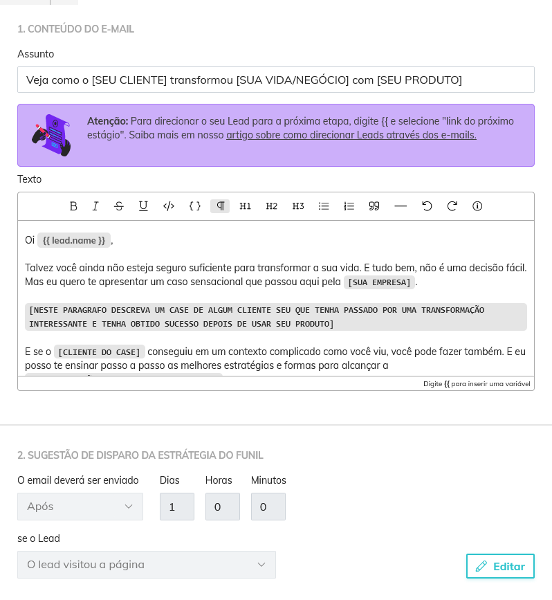 sms recuperação carrinho abandonado