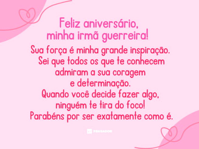 mensagem aniversário irmã mais velha