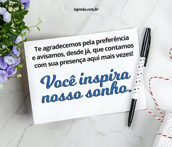 mensagem de obrigado pela confiança do cliente