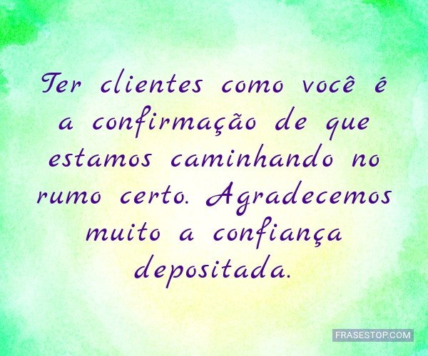 mensagens de agradecimento para clientes de serviços