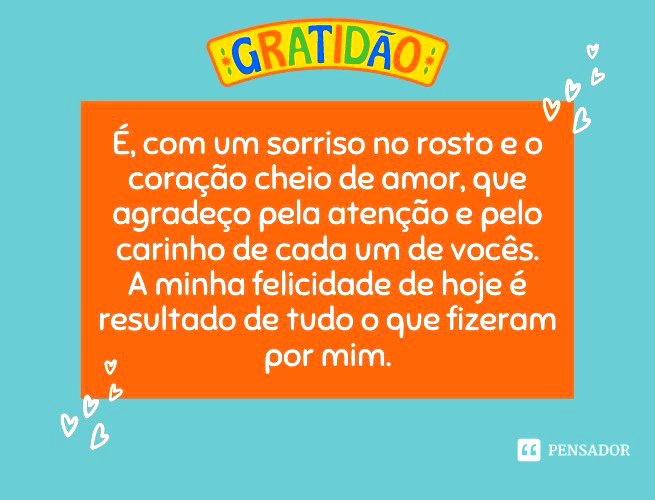 exemplos de mensagens de agradecimento pelo carinho recebido