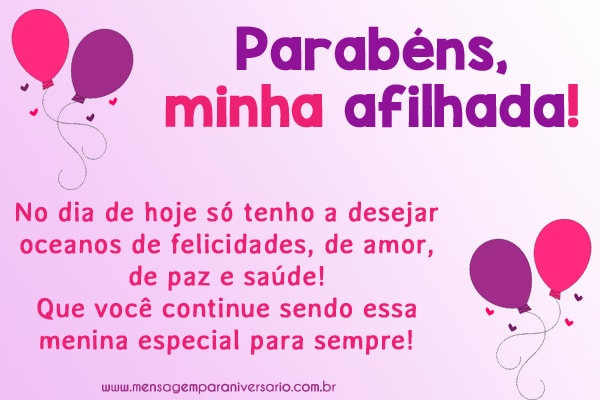 mensagem para afilhada adolescente