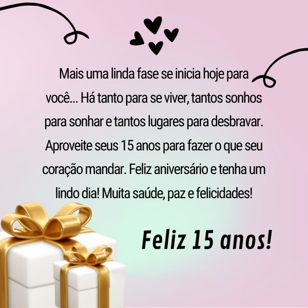 mensagem de aniversário de 15 anos para filha