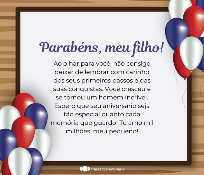 mensagem de aniversário para filho jovem