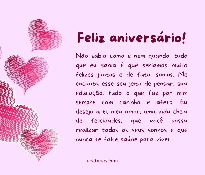 mensagem de feliz aniversário amor