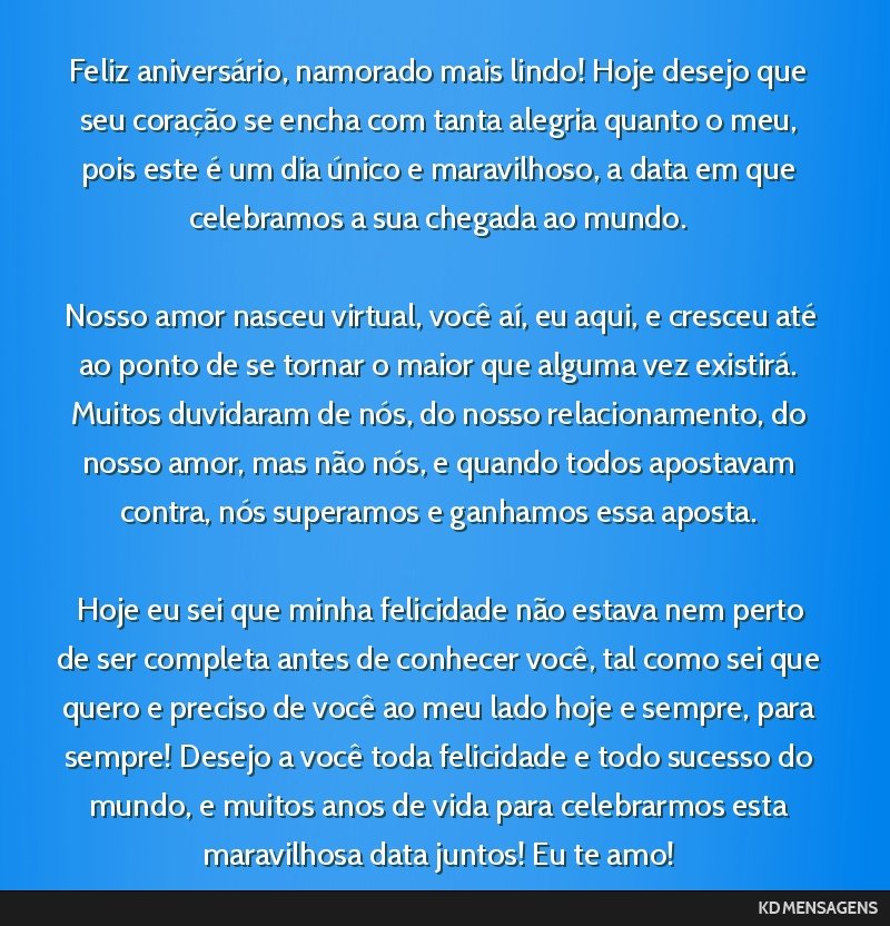 desejos de aniversário para namorado