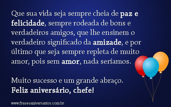 mensagem de aniversário para chefe WhatsApp
