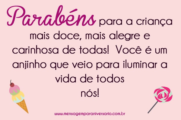 mensagem de aniversário para criança