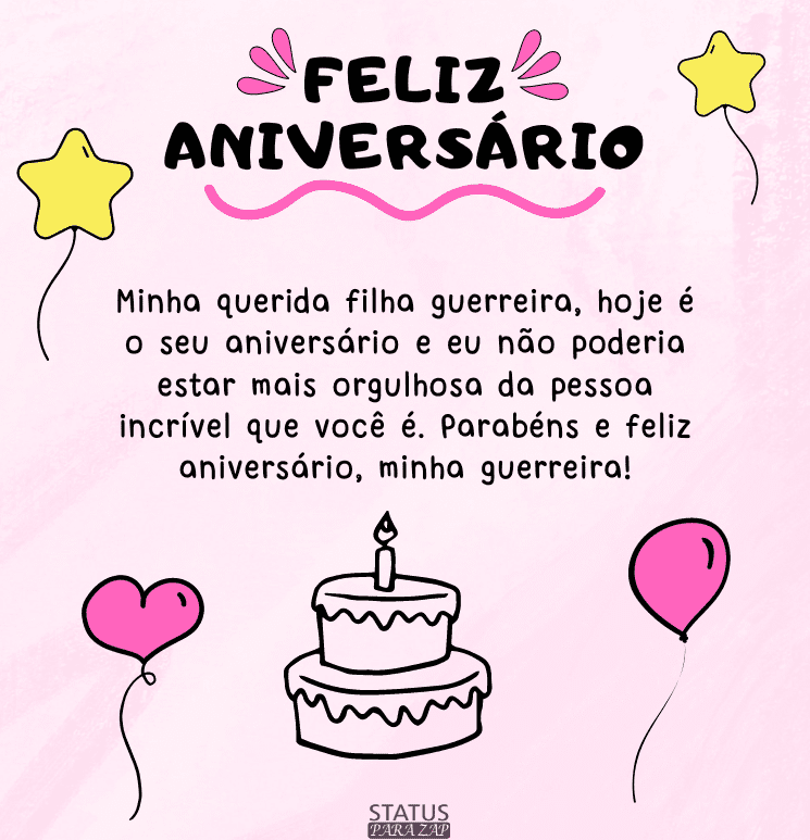 parabéns para minha filha batalhadora