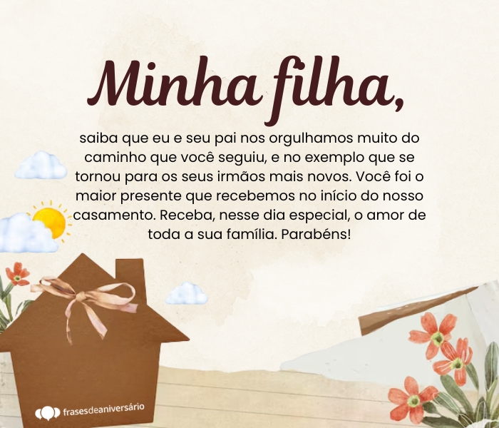 mensagem para primeira filha