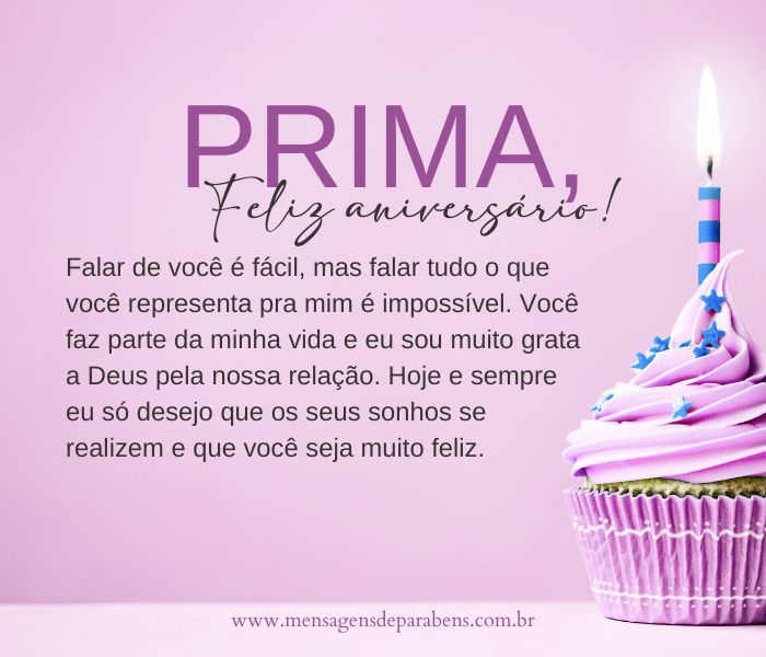 mensagem de aniversário para prima guerreira