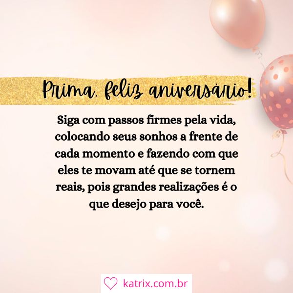 mensagens curtas de aniversário para prima