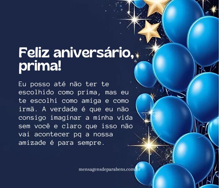 mensagens curtas para prima de aniversário