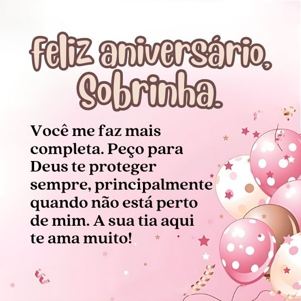 cartão de aniversário para sobrinha