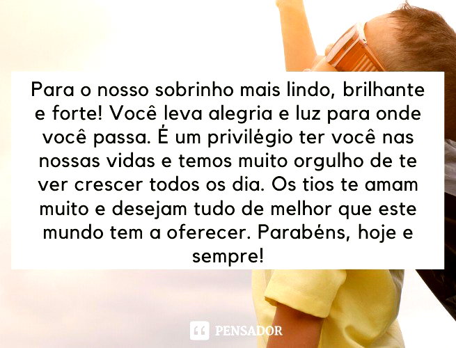 mensagem de aniversário para sobrinho