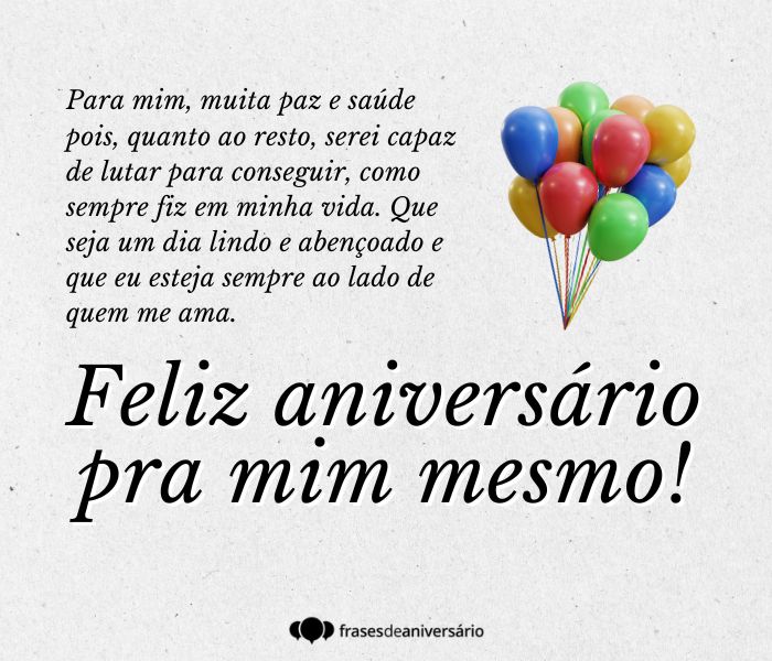 frase de aniversário para eu mesmo