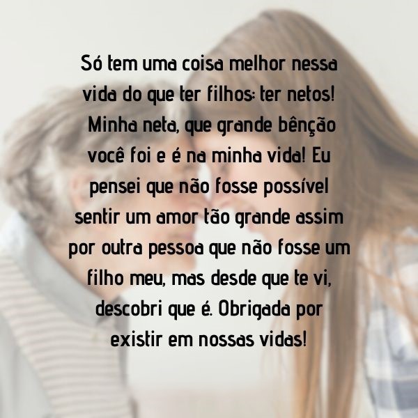 declaração de amor de avó para neta