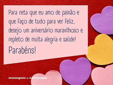 mensagem de aniversário para neta