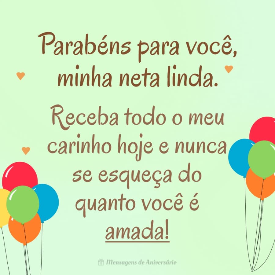 cartão de aniversário para neta escrito pela avó