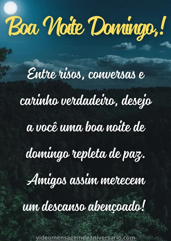 mensagem de boa noite de domingo para amor