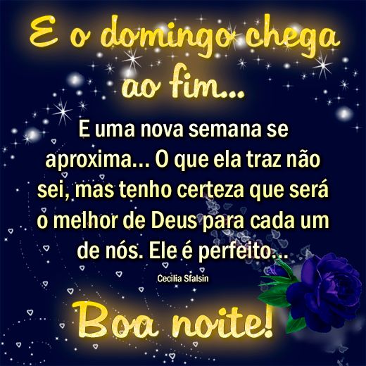 mensagens de boa noite de domingo para recarregar energias