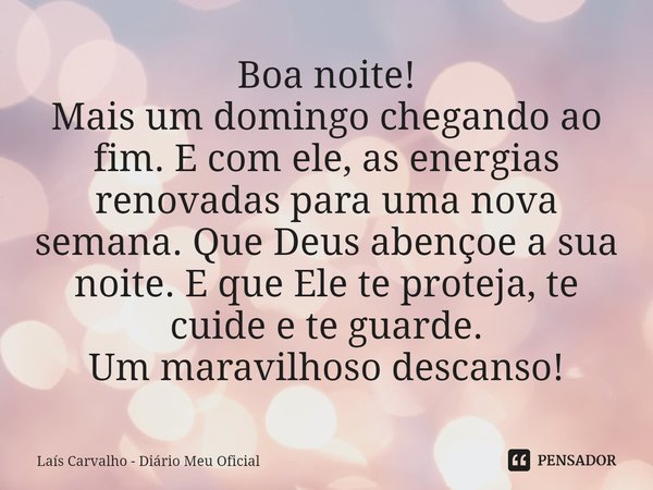 mensagens de boa noite de domingo para reflexão