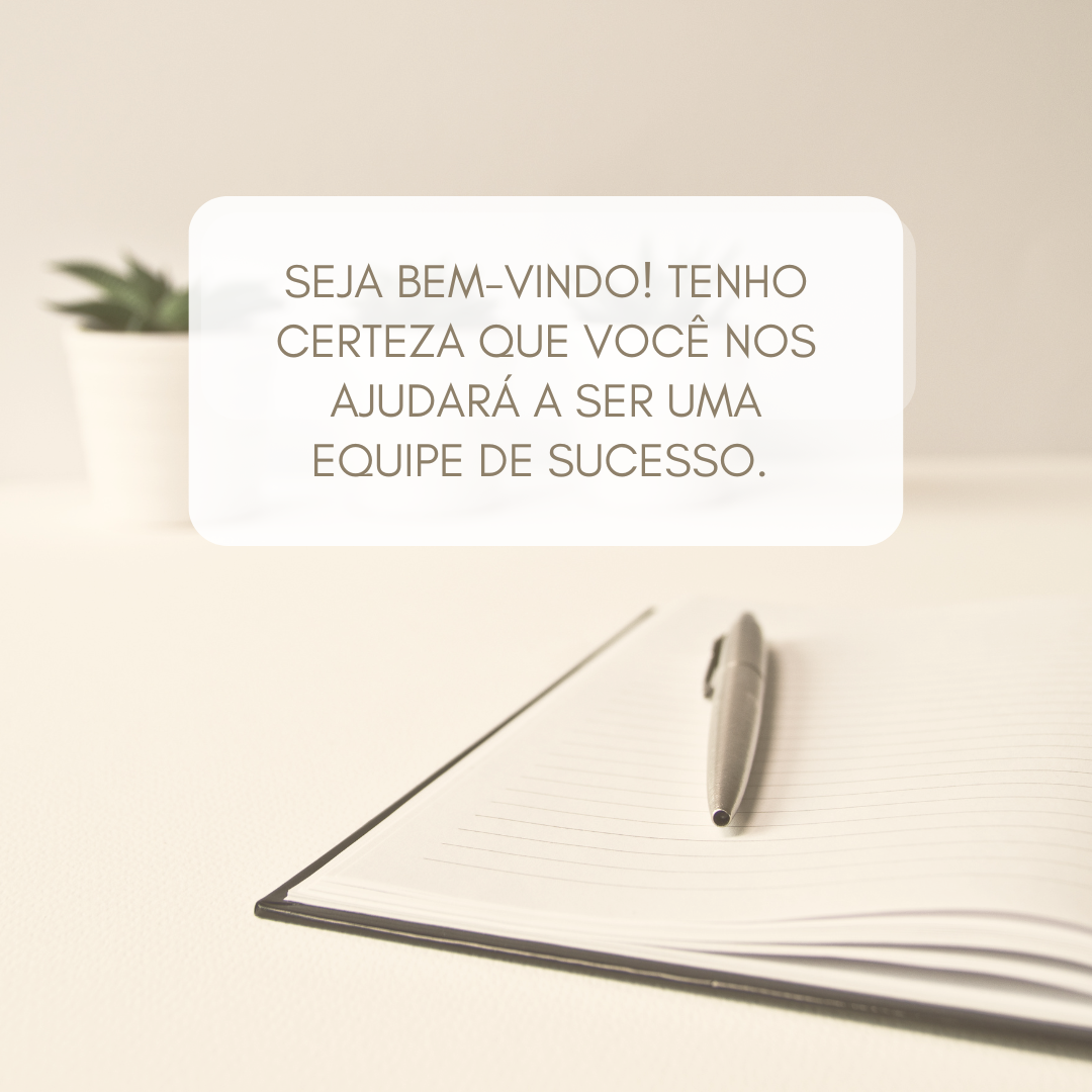 texto de boas vindas para equipe