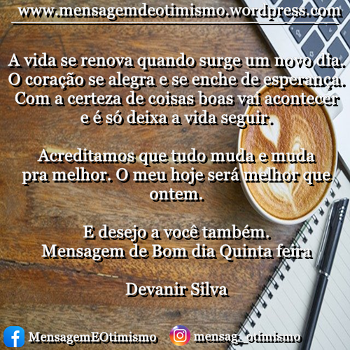 mensagem de bom dia de quinta-feira