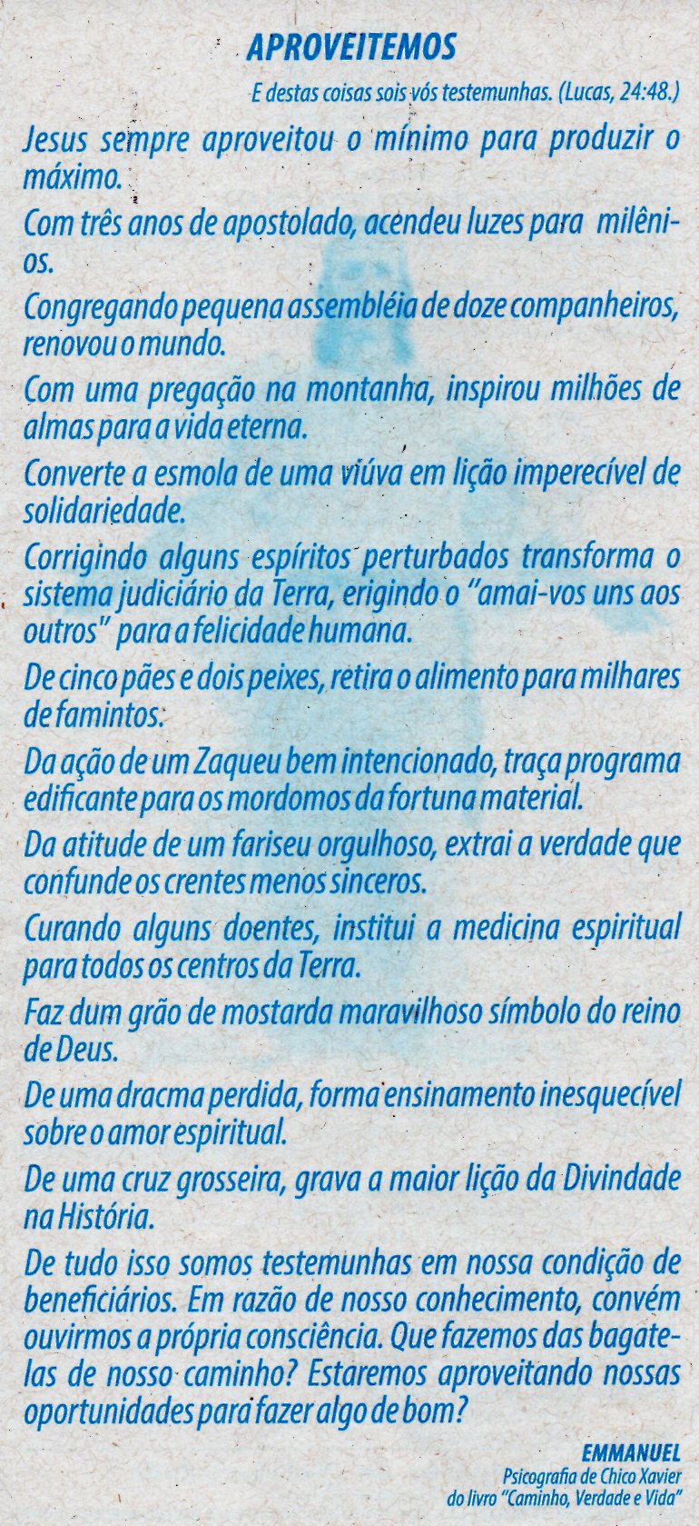 chico xavier sobre trabalho
