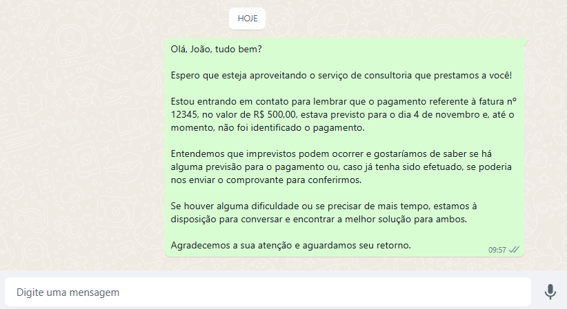 mensagem de cobrança formal