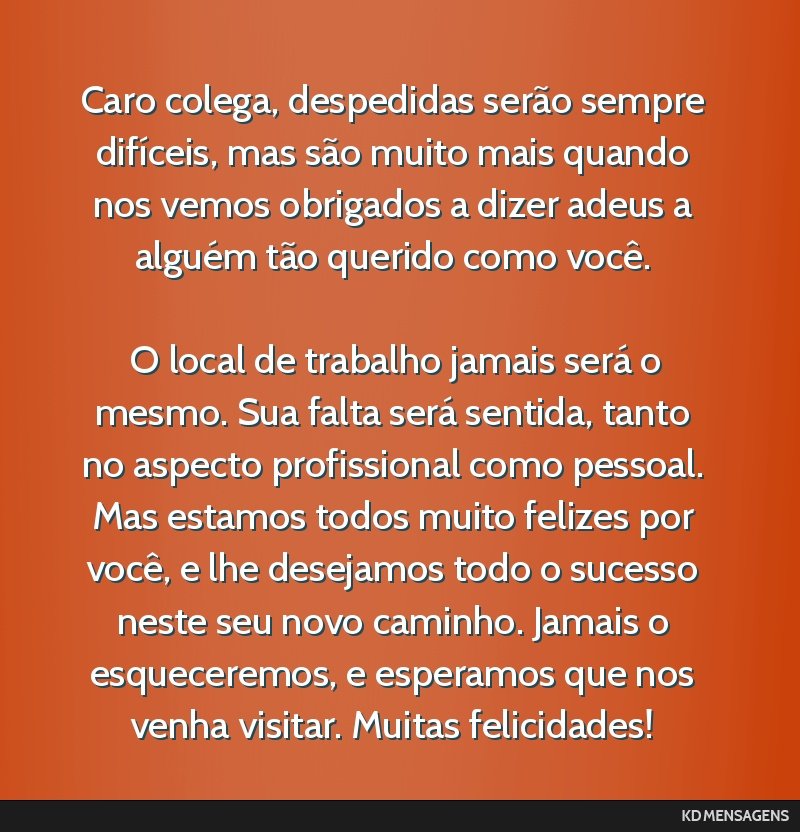 mensagem de despedida para chefe