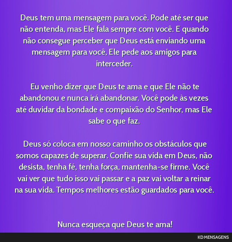 o que deus quer me dizer hoje