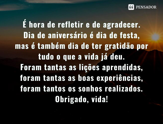 mensagem de gratidão aniversário 2026