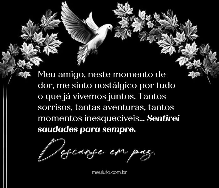 mensagem de pêsames para amigo