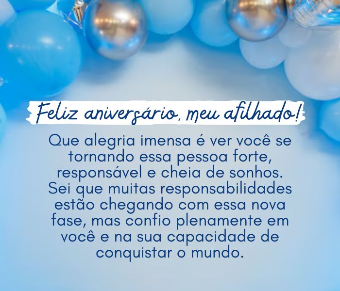 mensagem de madrinha para afilhado 15 anos