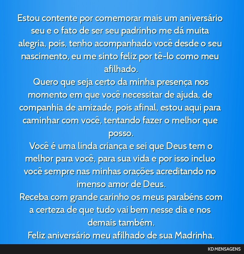 mensagem de madrinha para afilhado adulto