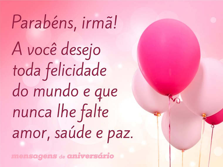 mensagem de aniversário para irmã mais nova