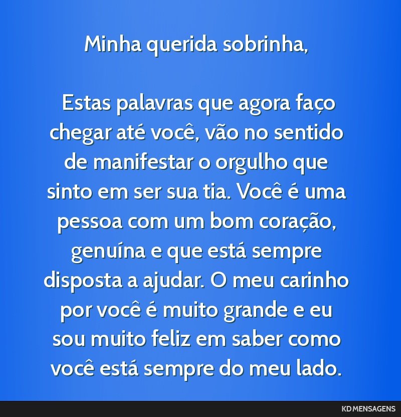 mensagem de tia para sobrinha querida