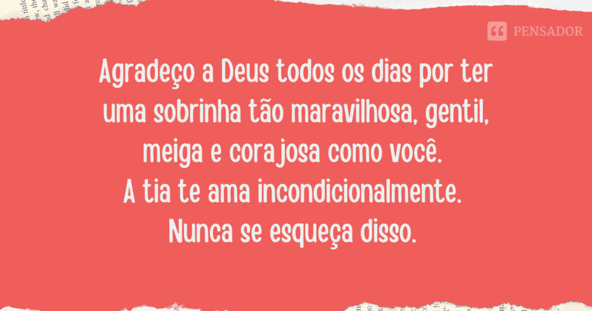 mensagem carinhosa para sobrinha