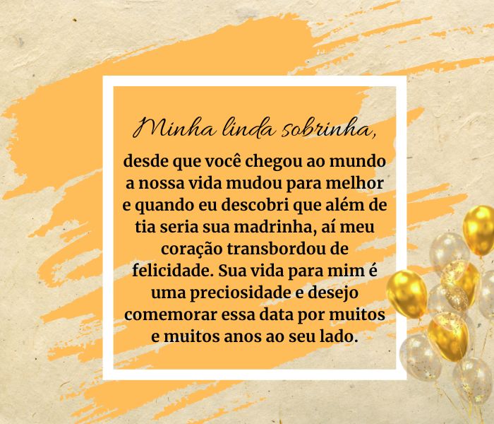 como mandar mensagem para sobrinha
