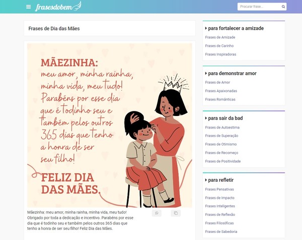 mensagem para o dia das mães