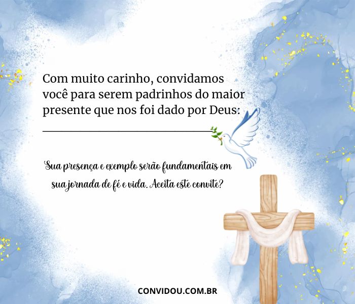 convite padrinhos batismo emocionante