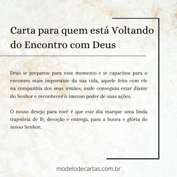 carta para encontro com deus