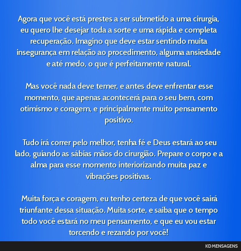 frases de boa sorte para cirurgia
