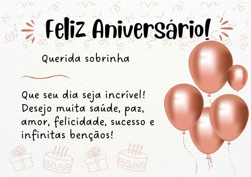 mensagem de aniversário para sobrinha querida